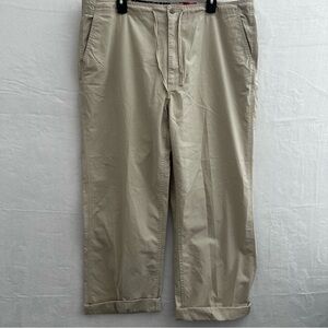 Tommy Hilfiger Khaki Cropped Pants Womens 40x32 Tan Drawstring Floral Lined